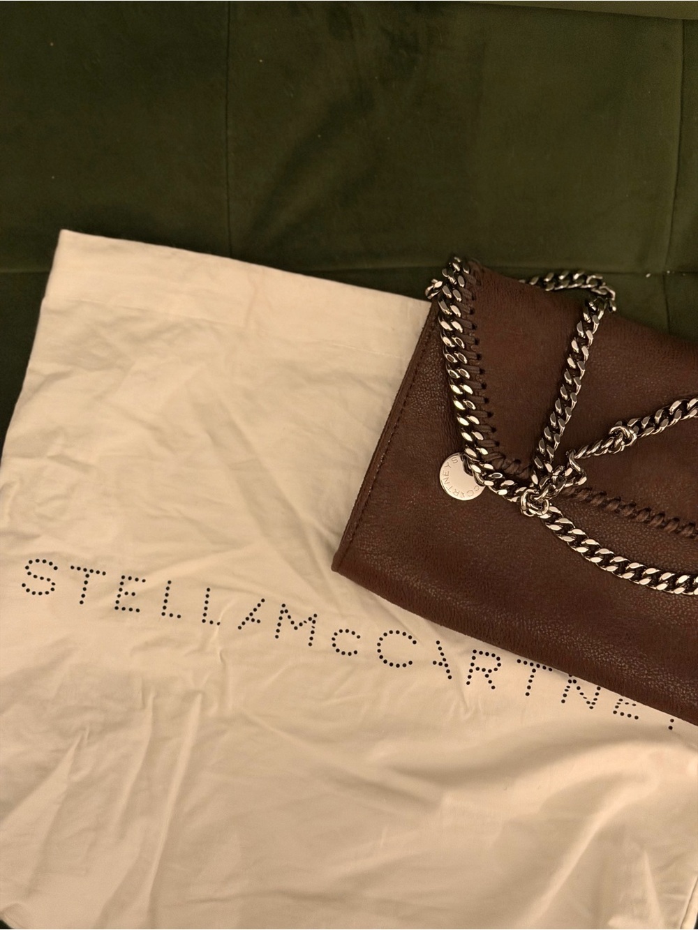 Stella McCartney Brown Fold-Over Clutch with Silver Chain - Picture 8 of 9
